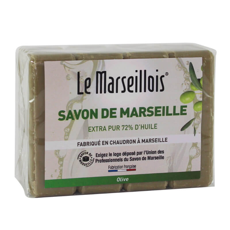Savon de Marseille  - 4 savonnettes de 100 G - Extra pur  l'huile d'olive